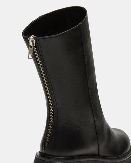 LAMI Black Leather Lug Sole Women's Ankle Boot | Steve Madden Value