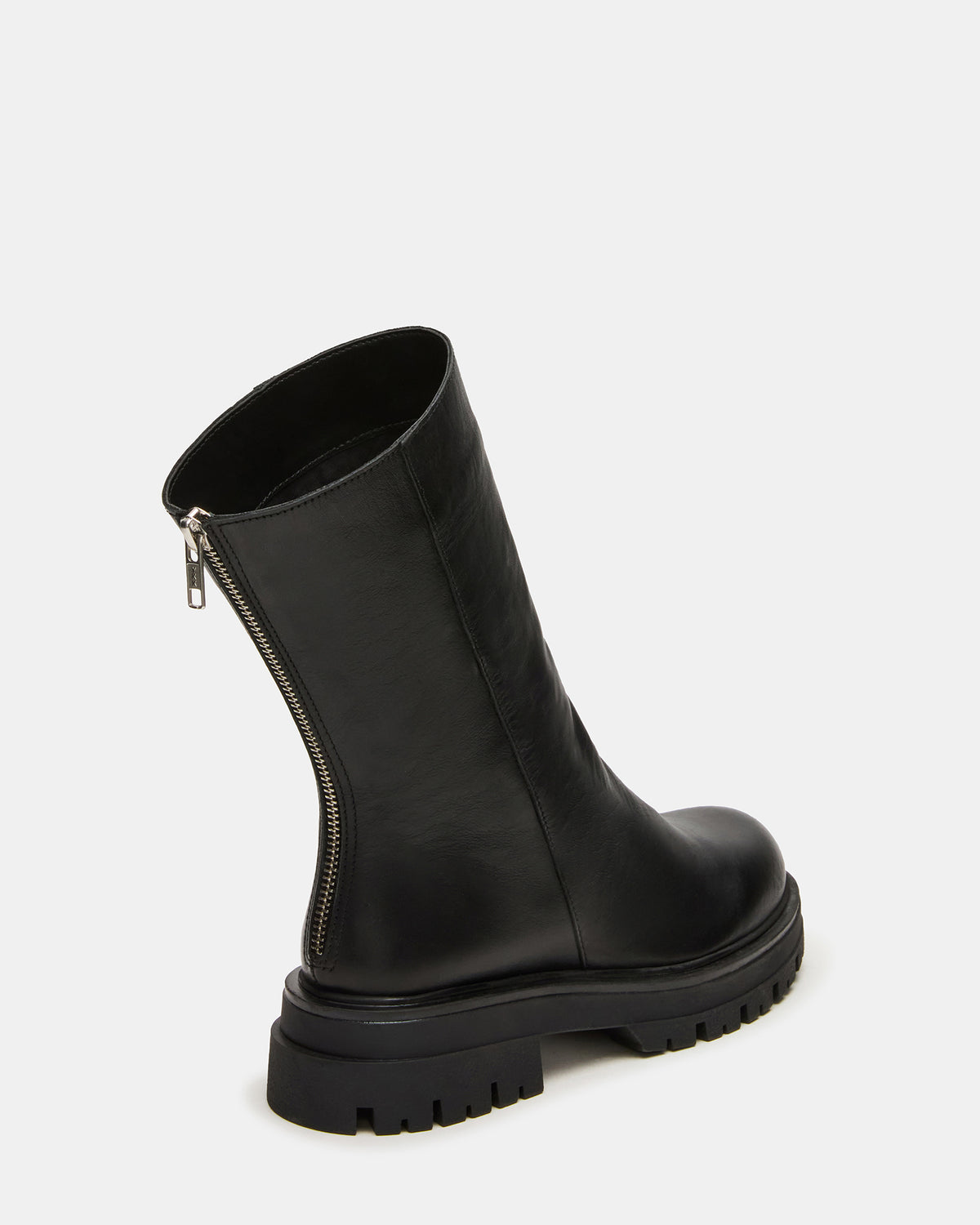 LAMI Black Leather Lug Sole Women's Ankle Boot | Steve Madden Value