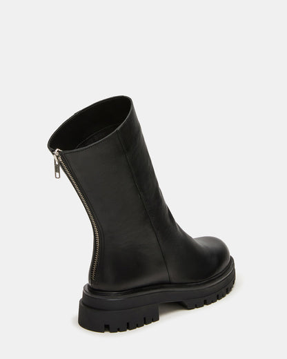 LAMI Black Leather Lug Sole Women's Ankle Boot | Steve Madden Value
