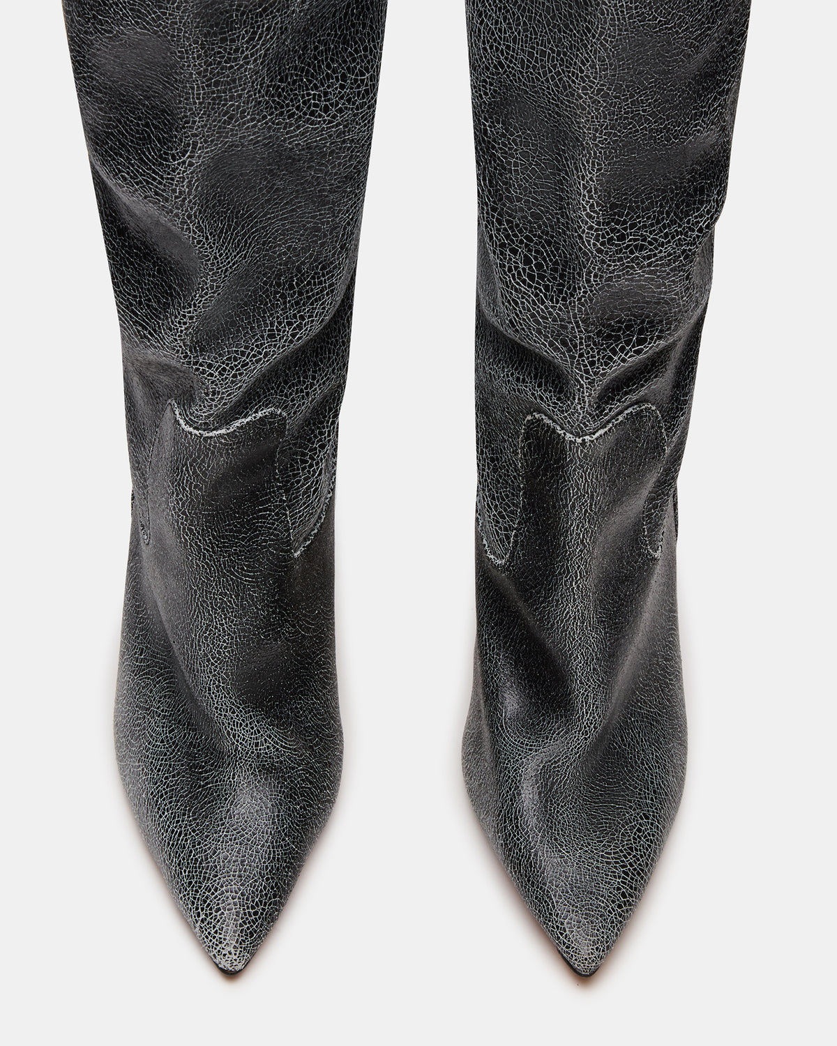 BADDIE Black Distressed Over-The-Knee Moto Women's Boot | Steve Madden Great Value