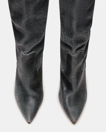BADDIE Black Distressed Over-The-Knee Moto Women's Boot | Steve Madden Great Value