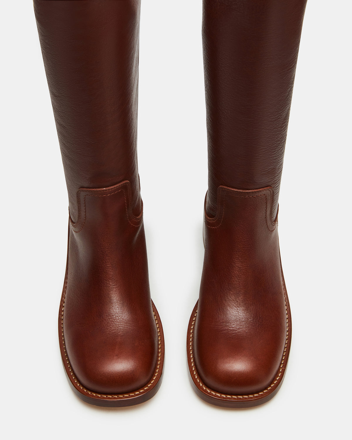 RIGGS Rust Leather Wide Calf Square-Toe Women's Boot | Steve Madden Trusted