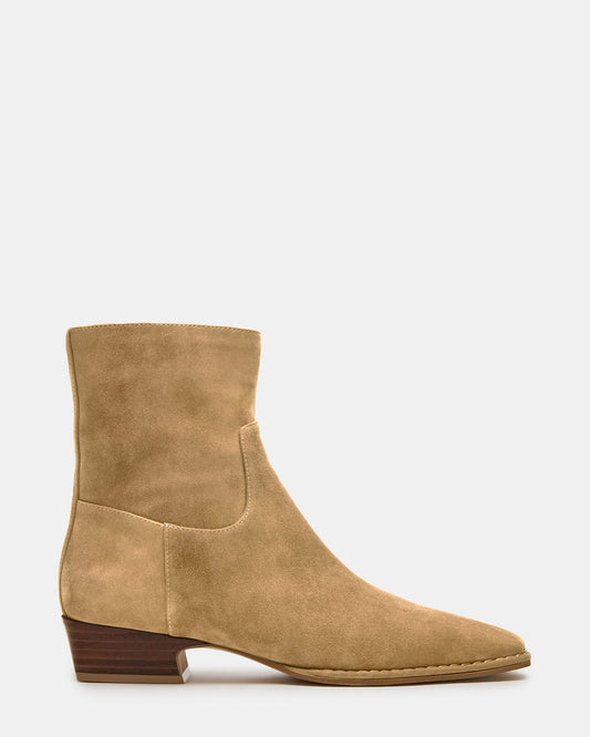 DEFINE Taupe Suede Square-Toe Women's Ankle Boot | Steve Madden Classic