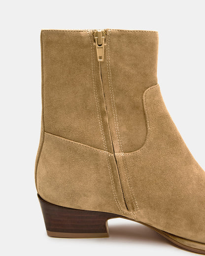 DEFINE Taupe Suede Square-Toe Women's Ankle Boot | Steve Madden Classic