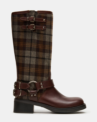 ASTOR Flannel Brown Multi Knee-High Women's Boot | Steve Madden Everyday