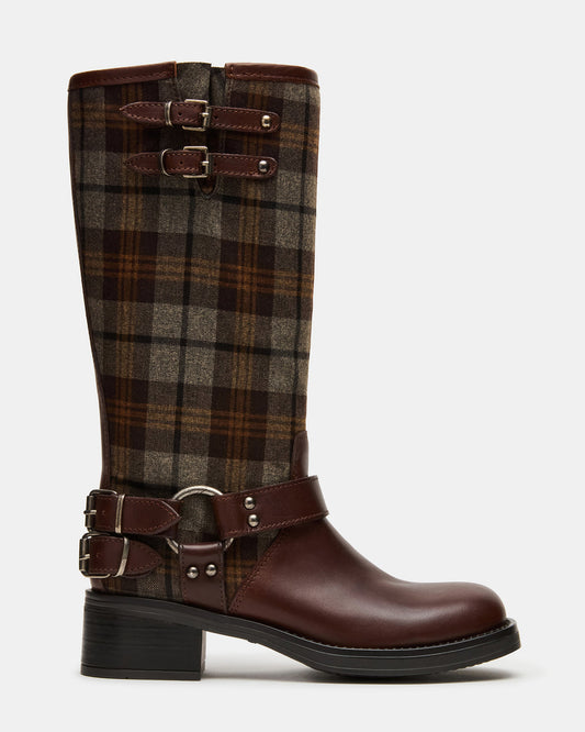 ASTOR Flannel Brown Multi Knee-High Women's Boot | Steve Madden Everyday