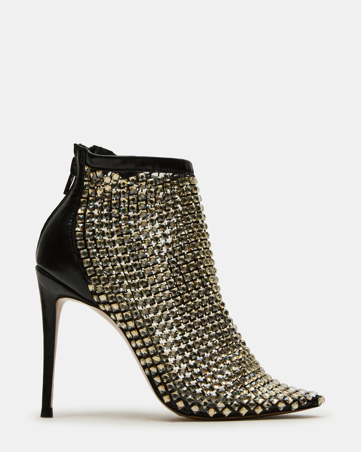 DANCIN Gold Multi Stiletto Heeled Mesh Rhinestone Women's Ankle Boot | Steve Madden Trending