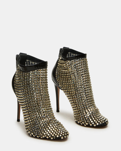 DANCIN Gold Multi Stiletto Heeled Mesh Rhinestone Women's Ankle Boot | Steve Madden Trending
