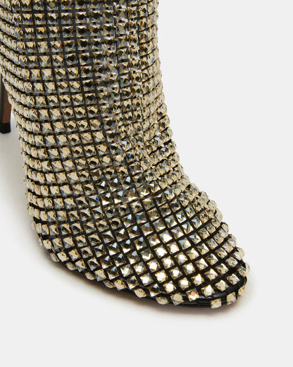 DANCIN Gold Multi Stiletto Heeled Mesh Rhinestone Women's Ankle Boot | Steve Madden Trending