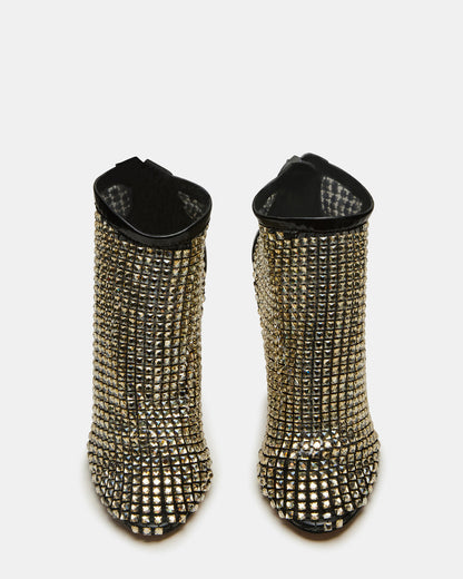 DANCIN Gold Multi Stiletto Heeled Mesh Rhinestone Women's Ankle Boot | Steve Madden Trending