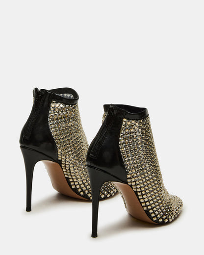 DANCIN Gold Multi Stiletto Heeled Mesh Rhinestone Women's Ankle Boot | Steve Madden Trending