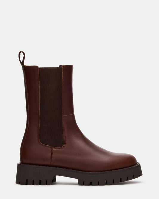 LOWA Brown Leather Lug Chelsea Platform Women's Ankle Boot | Steve Madden Special Offer