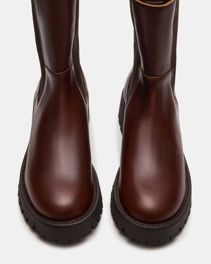 LOWA Brown Leather Lug Chelsea Platform Women's Ankle Boot | Steve Madden Special Offer