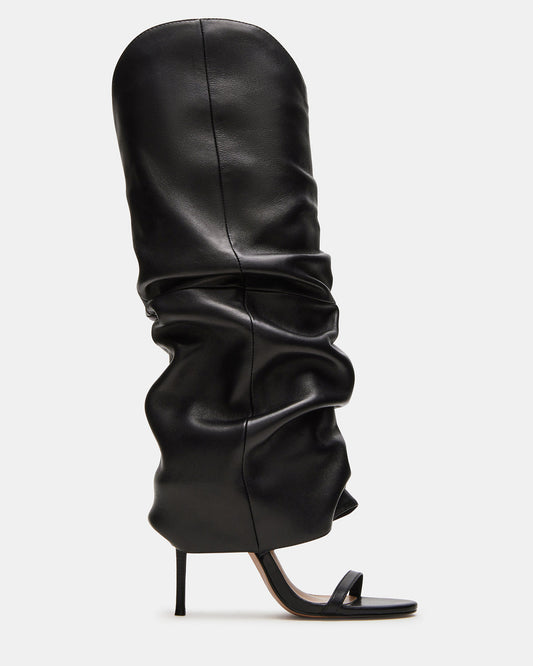 RAVINE Black Knee-High Cuffed Stiletto Heel Women's Boot | Steve Madden Sale