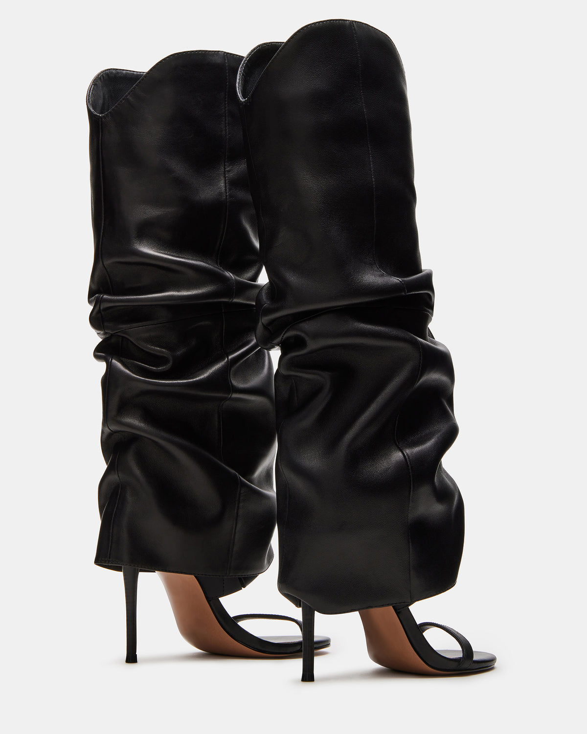 RAVINE Black Knee-High Cuffed Stiletto Heel Women's Boot | Steve Madden Sale