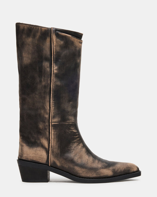 RAPTOR Black Distressed Pointed-Toe Block Heel Western Women's Boot | Steve Madden Best Price