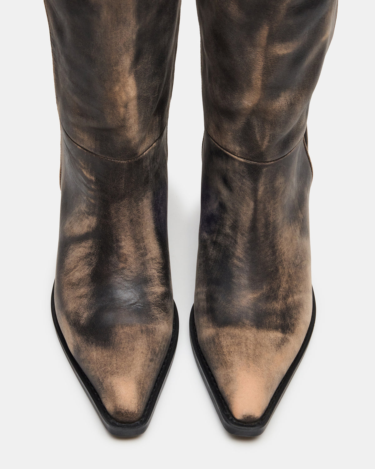 RAPTOR Black Distressed Pointed-Toe Block Heel Western Women's Boot | Steve Madden Best Price