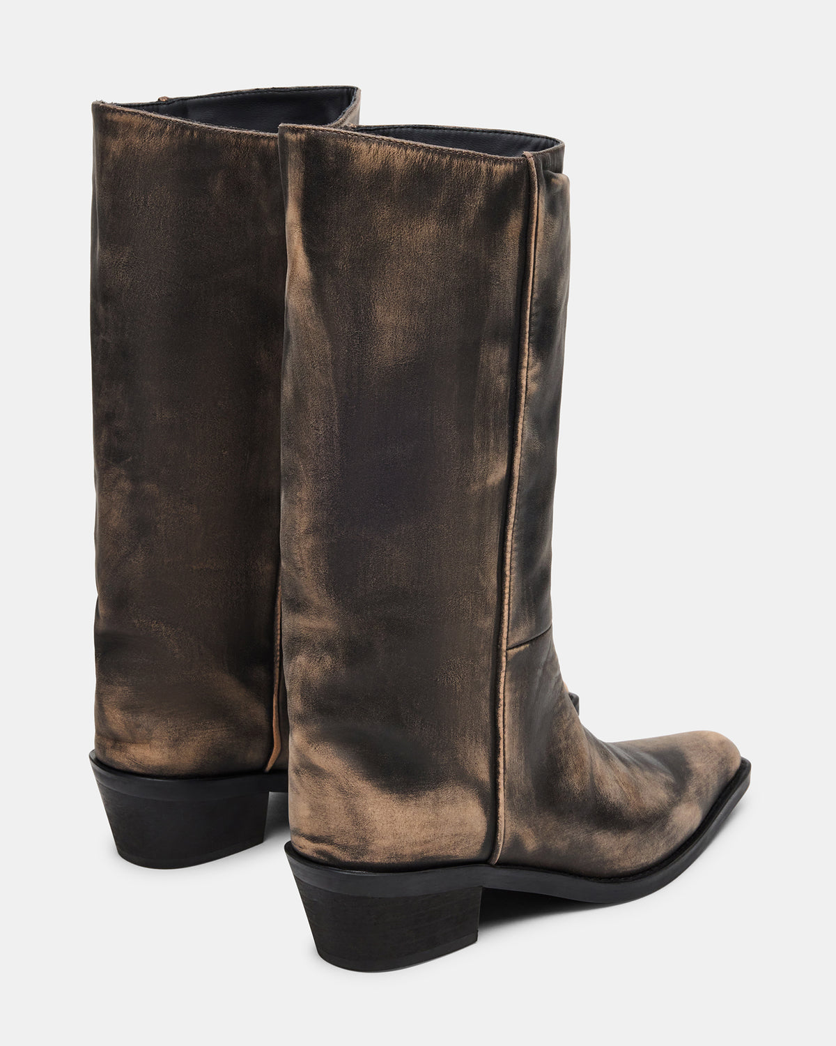 RAPTOR Black Distressed Pointed-Toe Block Heel Western Women's Boot | Steve Madden Best Price