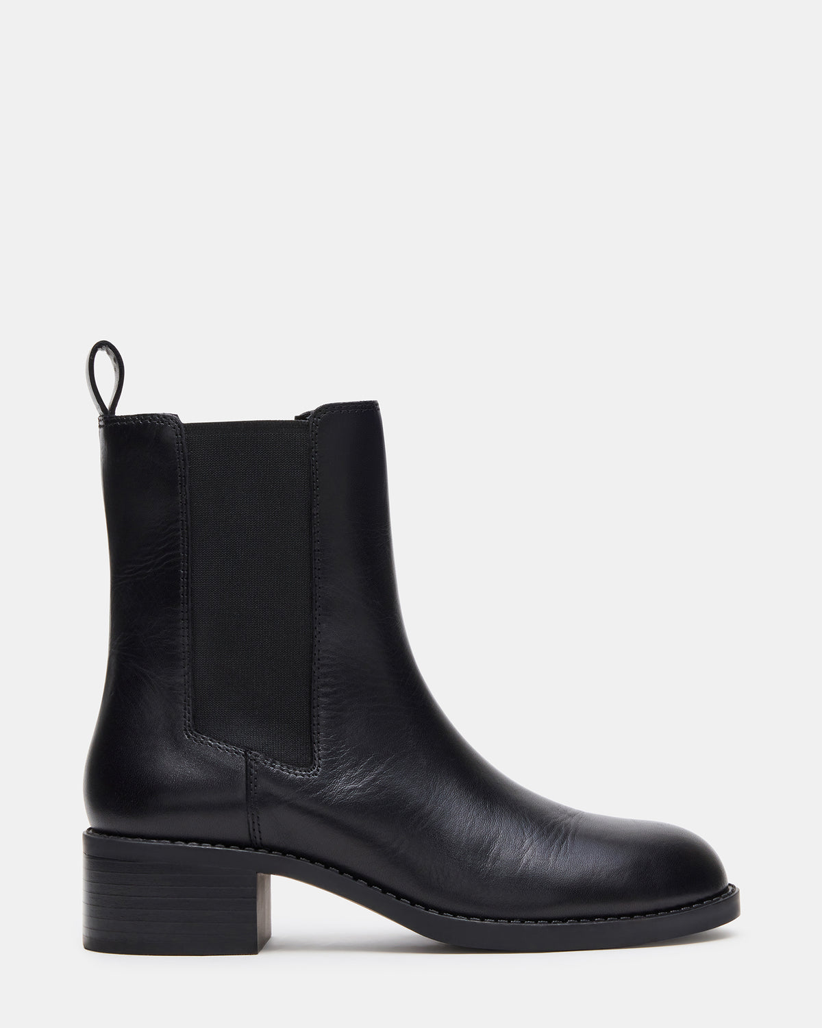 KAPLAN Black Leather Chelsea Block Heel Women's Ankle Boot | Steve Madden Best Seller
