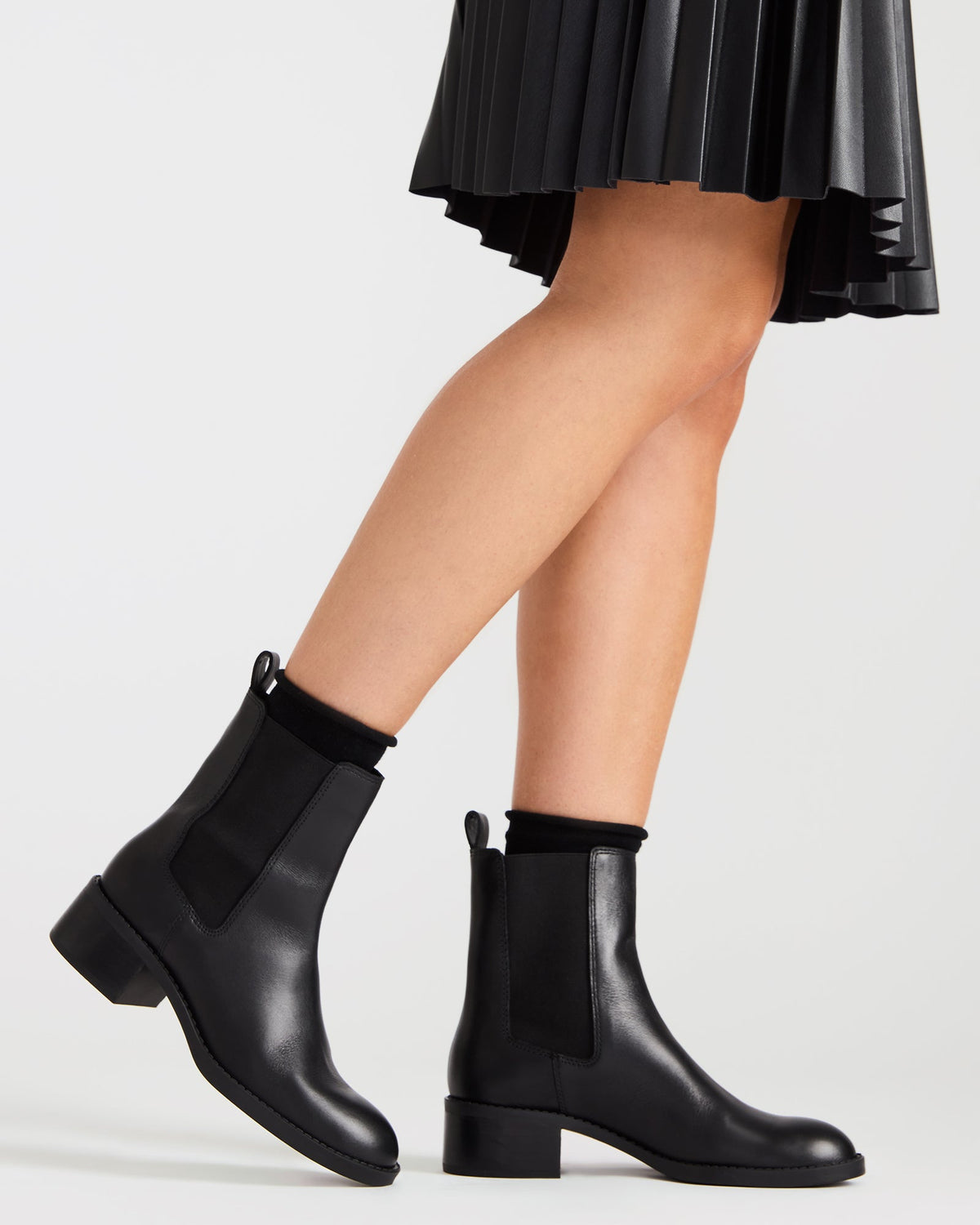 KAPLAN Black Leather Chelsea Block Heel Women's Ankle Boot | Steve Madden Best Seller