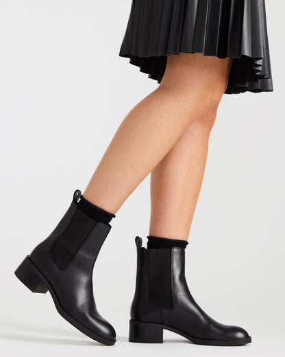 KAPLAN Black Leather Chelsea Block Heel Women's Ankle Boot | Steve Madden Best Seller