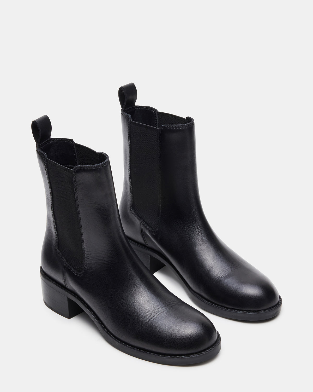 KAPLAN Black Leather Chelsea Block Heel Women's Ankle Boot | Steve Madden Best Seller