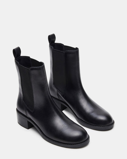 KAPLAN Black Leather Chelsea Block Heel Women's Ankle Boot | Steve Madden Best Seller
