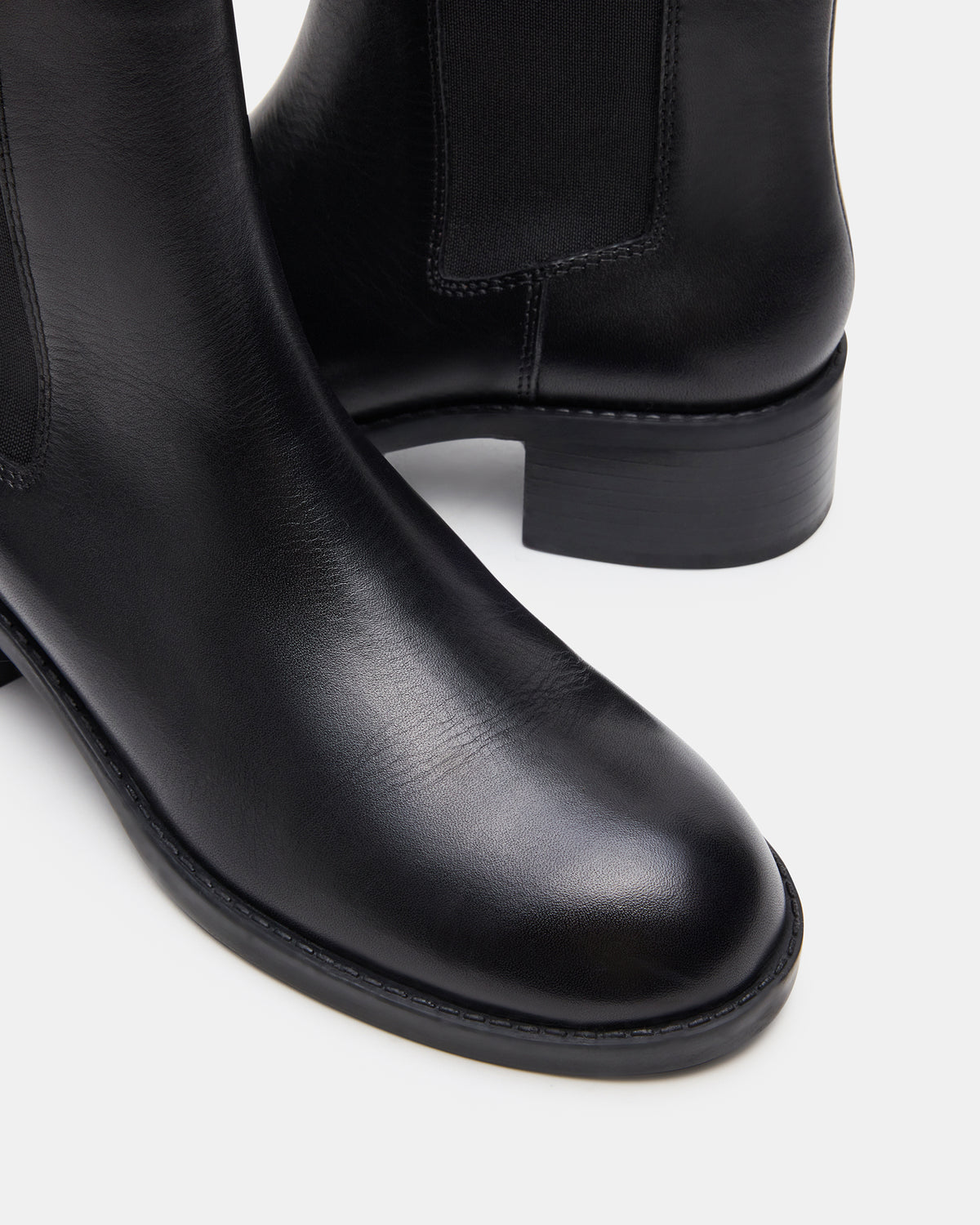 KAPLAN Black Leather Chelsea Block Heel Women's Ankle Boot | Steve Madden Best Seller