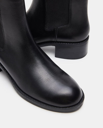 KAPLAN Black Leather Chelsea Block Heel Women's Ankle Boot | Steve Madden Best Seller