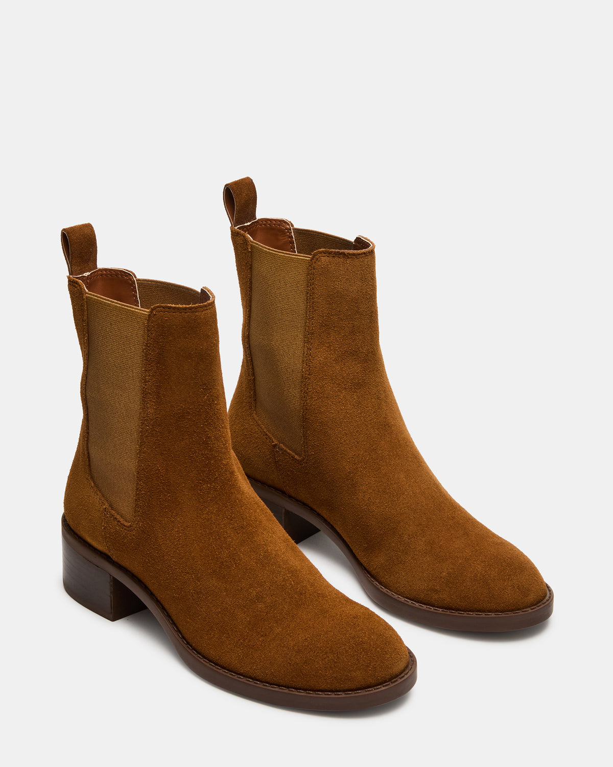 KAPLAN Camel Suede Chelsea Block Heel Women's Ankle Boot | Steve Madden Trusted