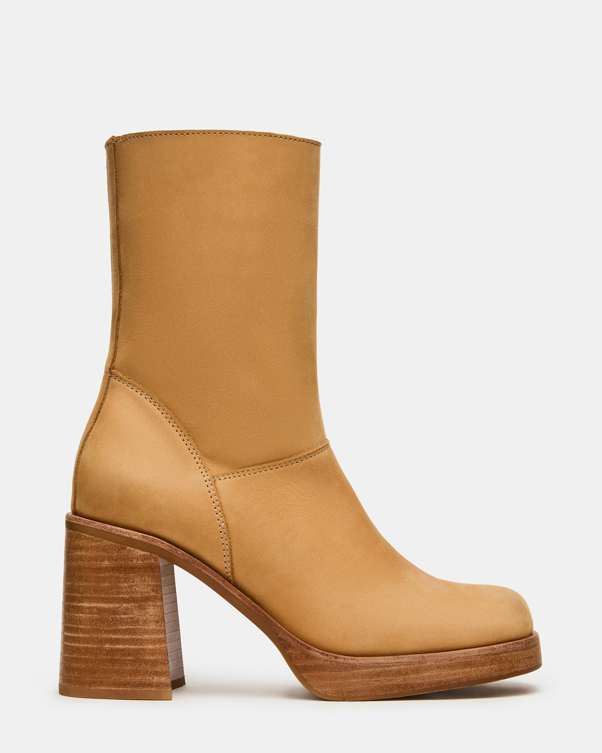 FUSION Banana Leather Square-Toe Block Heel Women's Ankle Boot | Steve Madden Premium