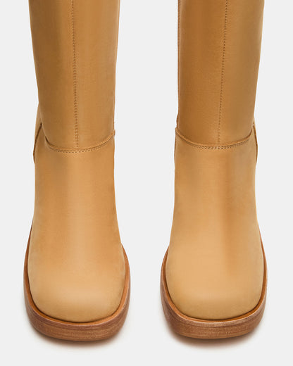 FUSION Banana Leather Square-Toe Block Heel Women's Ankle Boot | Steve Madden Premium