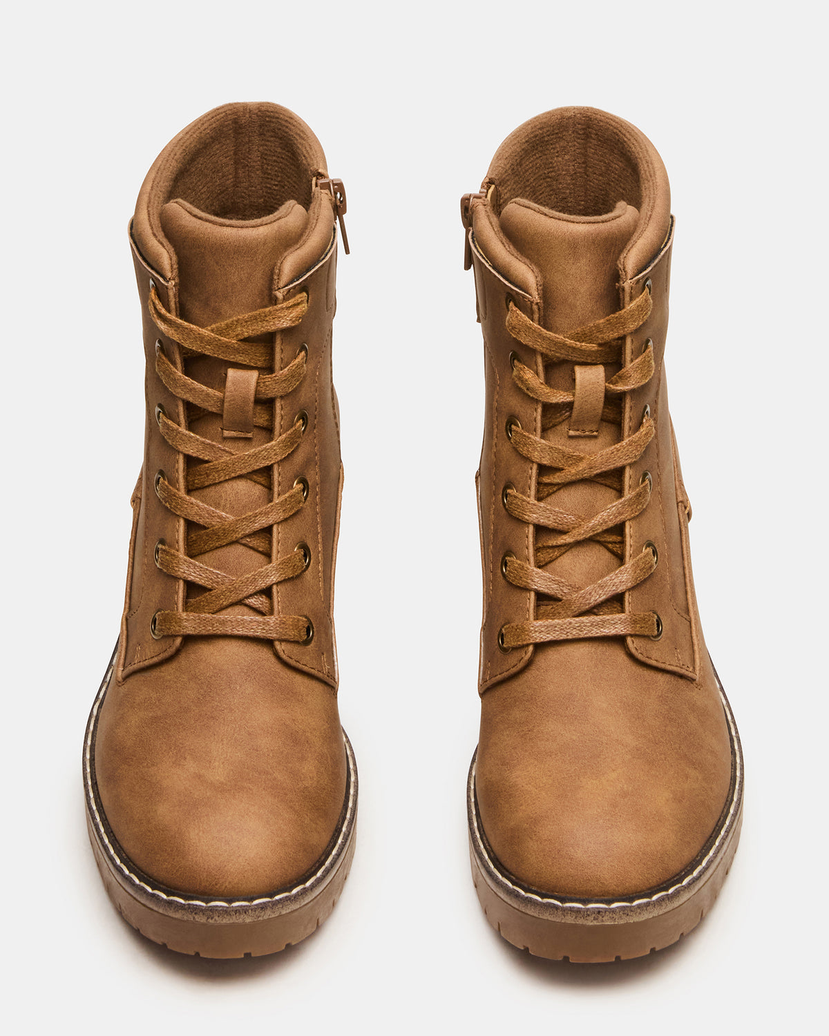 TUFF Taupe Lace-Up Block Heel Women's Ankle Boot | Steve Madden Recommended