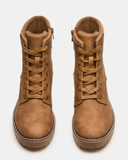 TUFF Taupe Lace-Up Block Heel Women's Ankle Boot | Steve Madden Recommended