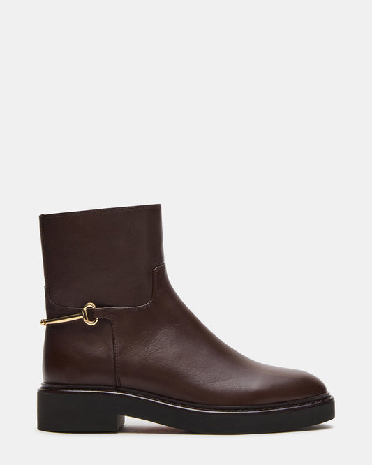 DIABLO Brown Leather Women's Ankle Boot | Steve Madden Featured