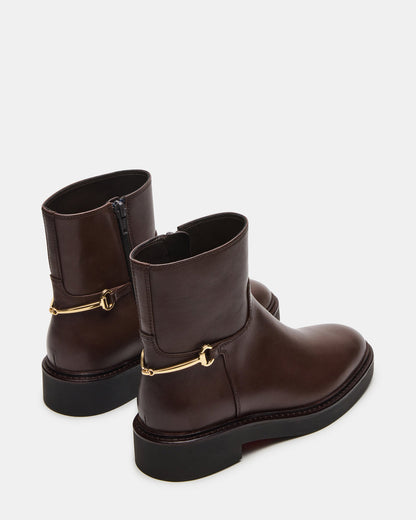 DIABLO Brown Leather Women's Ankle Boot | Steve Madden Featured