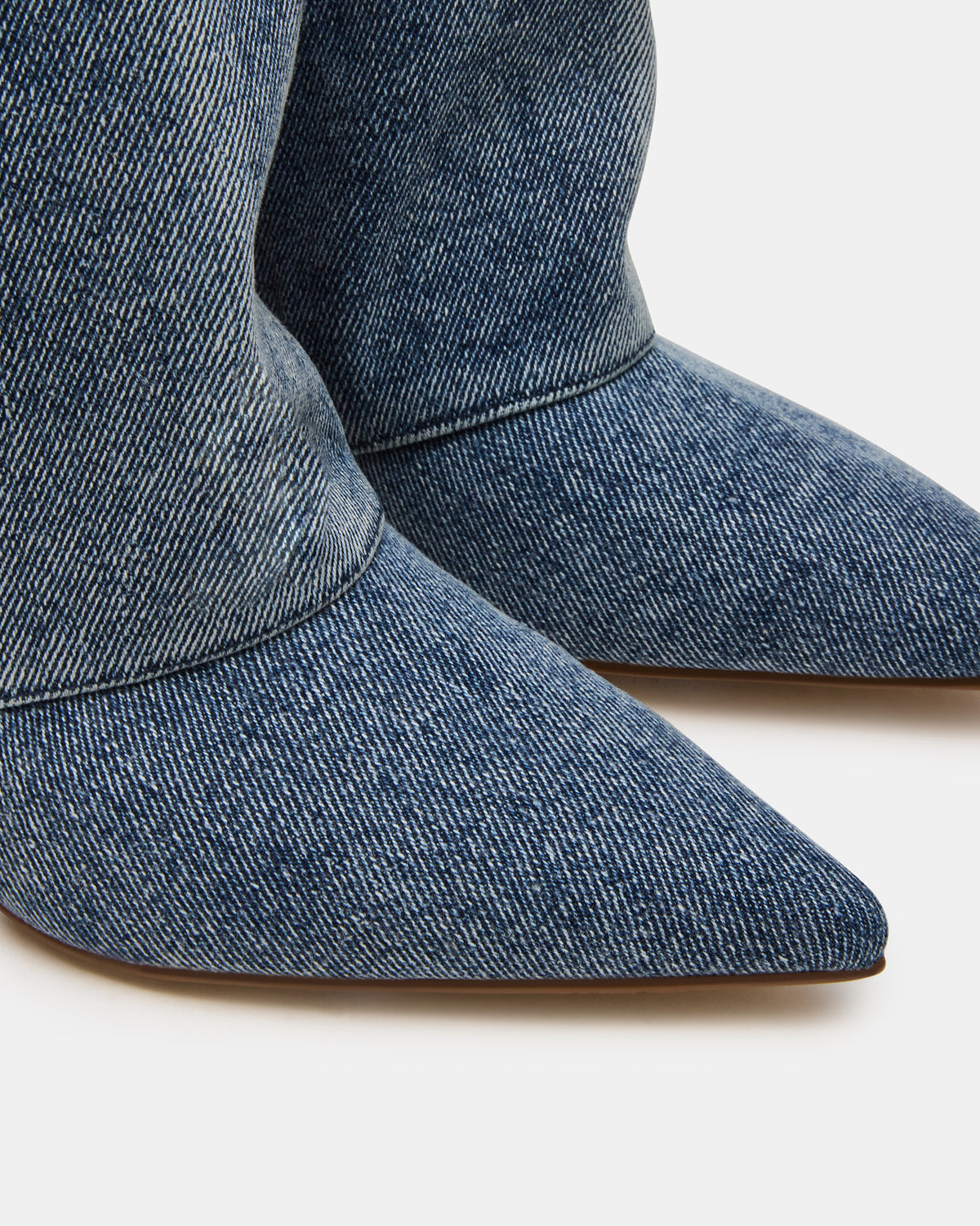 LUCA Denim Fabric Pointed-Toe Cuffed Kitten Heel Women's Boot | Steve Madden Sale