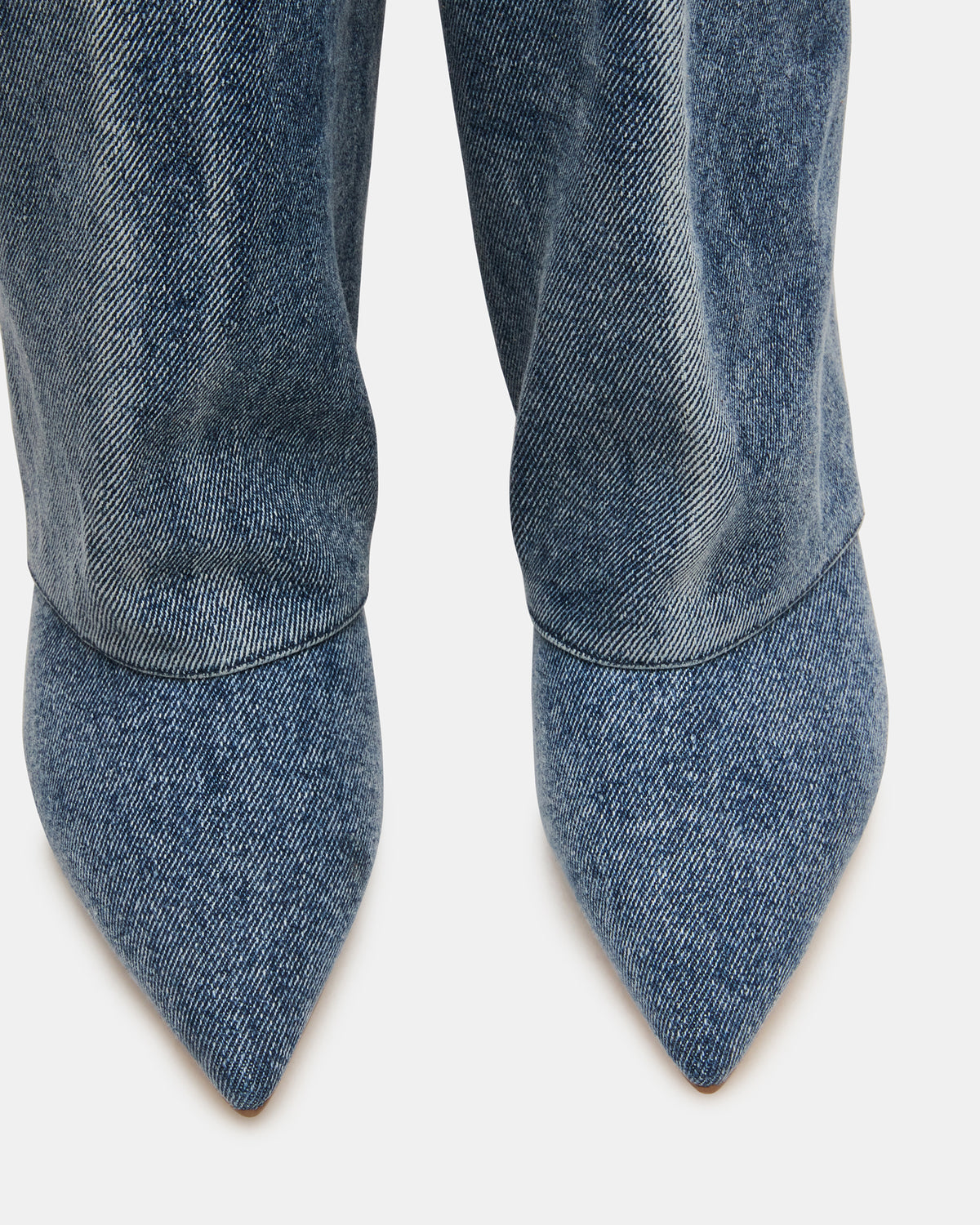 LUCA Denim Fabric Pointed-Toe Cuffed Kitten Heel Women's Boot | Steve Madden Sale
