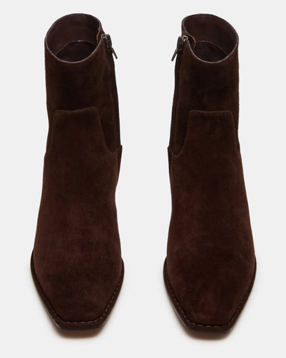 DEFINE Brown Suede Square-Toe Women's Ankle Boot | Steve Madden Sale