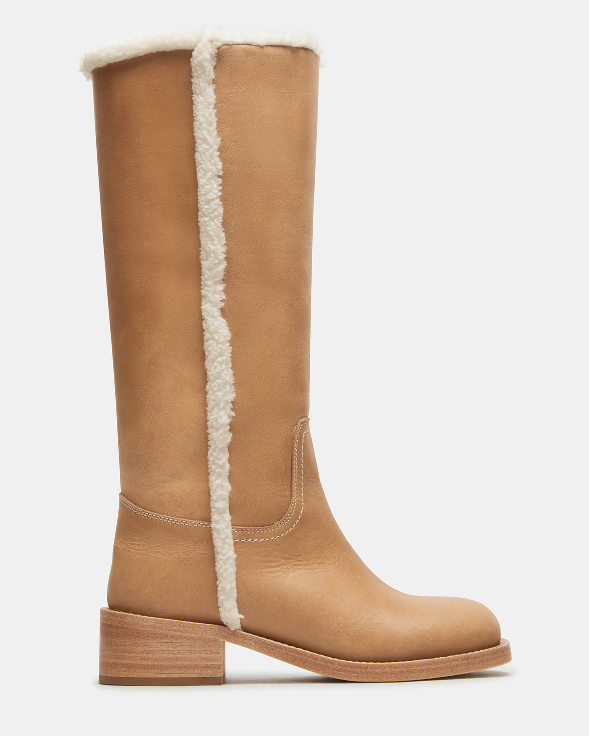 RIGGS Faux Fur Banana Leather Square-Toe Women's Boot | Steve Madden Exclusive