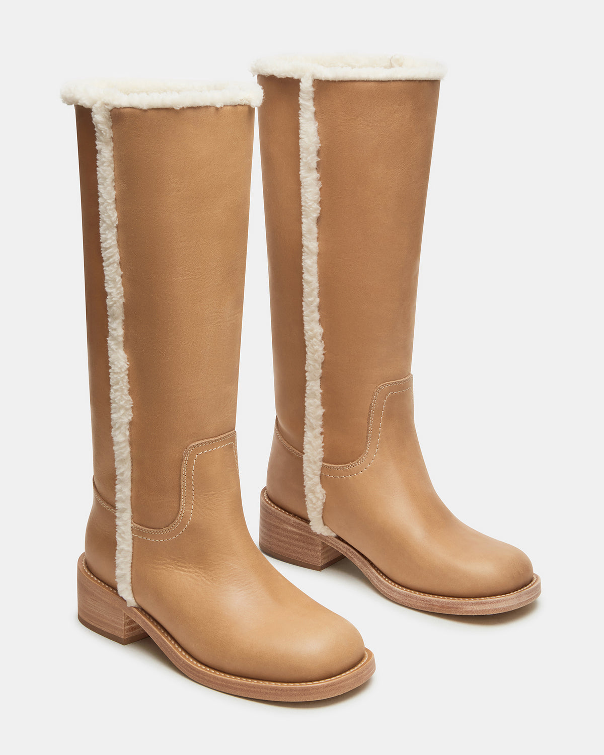 RIGGS Faux Fur Banana Leather Square-Toe Women's Boot | Steve Madden Exclusive