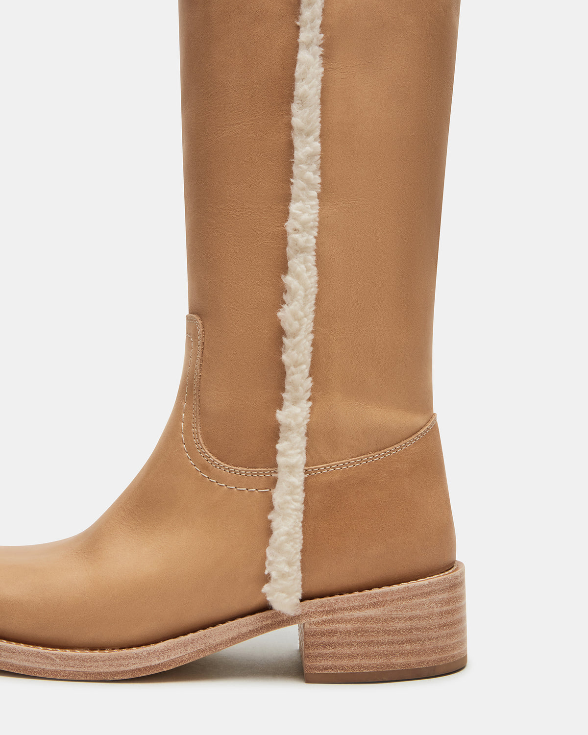 RIGGS Faux Fur Banana Leather Square-Toe Women's Boot | Steve Madden Exclusive