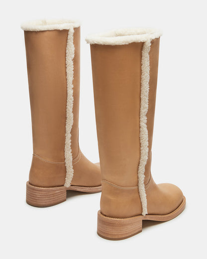 RIGGS Faux Fur Banana Leather Square-Toe Women's Boot | Steve Madden Exclusive