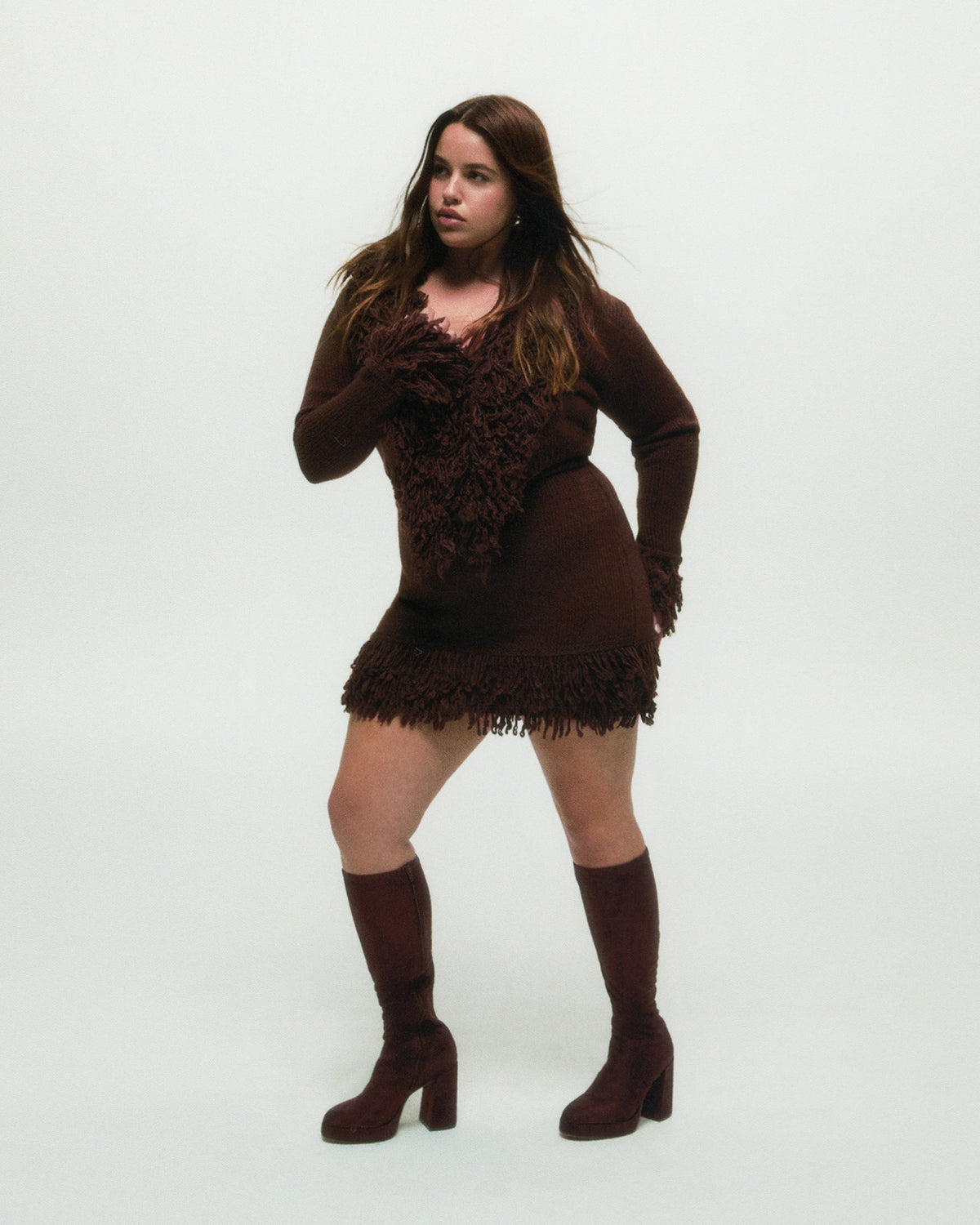 TWAIN Brown Wide Calf Knee-High Block Heel Women's Boot | Steve Madden Essential