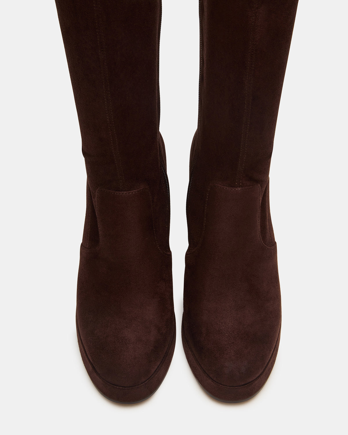 TWAIN Brown Wide Calf Knee-High Block Heel Women's Boot | Steve Madden Essential