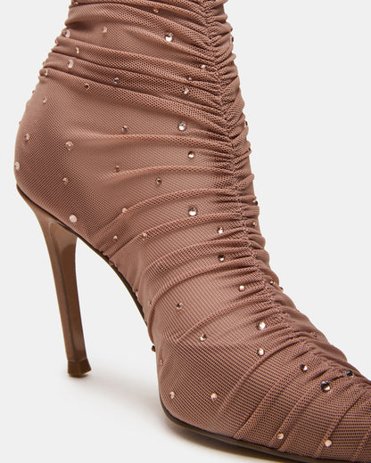 RASHIDA Blush Mesh Over-The-Knee Pointed-Toe Rhinestone Stiletto Heel Women's Boot | Steve Madden Discount