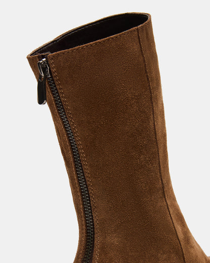 LAMI Dark Taupe Suede Lug Sole Women's Ankle Boot | Steve Madden Essential