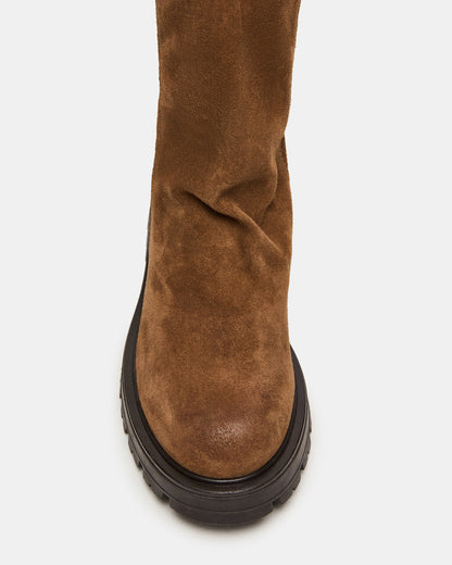 LAMI Dark Taupe Suede Lug Sole Women's Ankle Boot | Steve Madden Essential