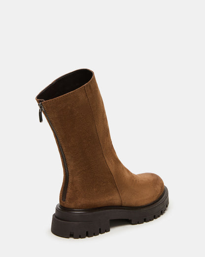 LAMI Dark Taupe Suede Lug Sole Women's Ankle Boot | Steve Madden Essential