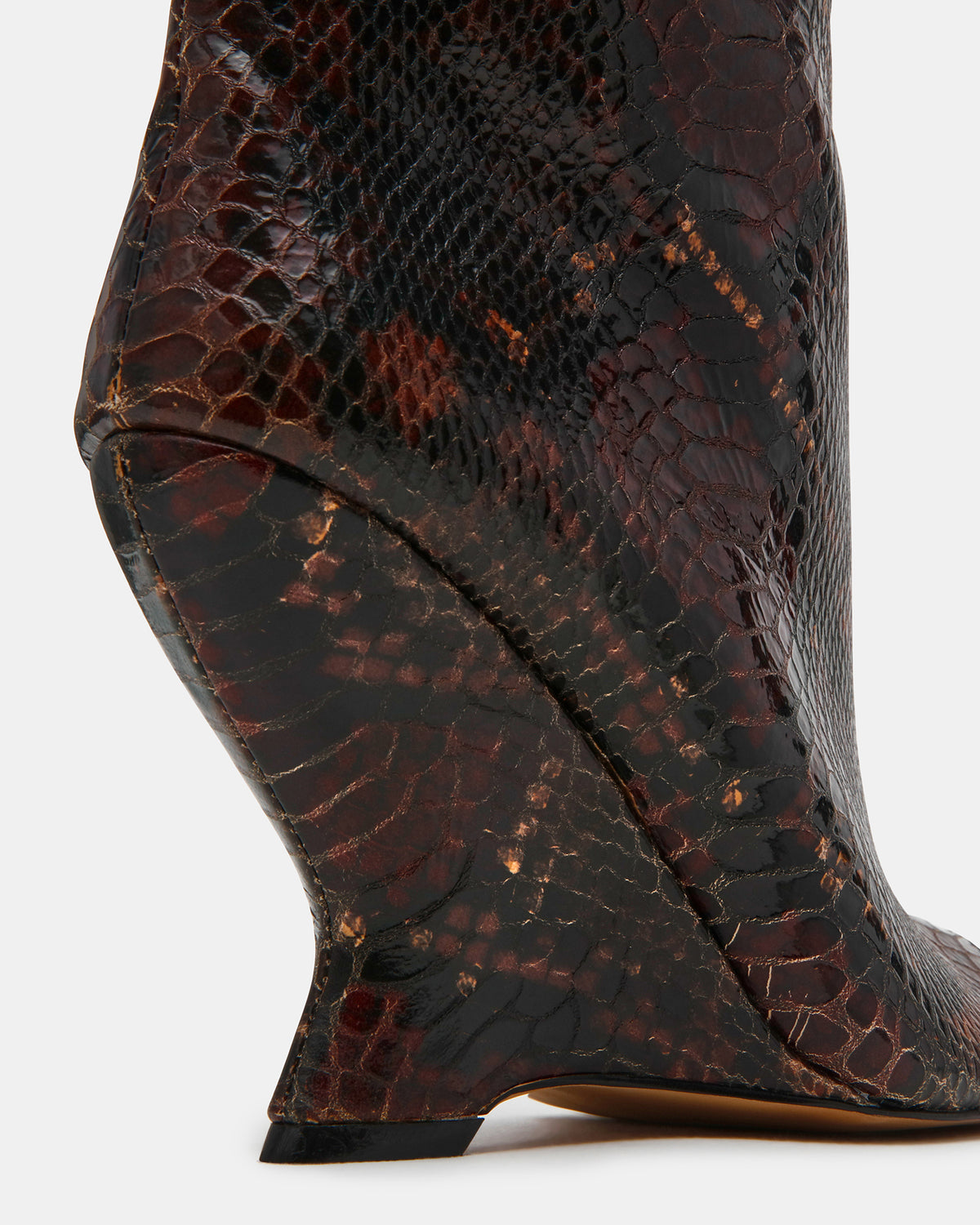 RYLIX Brown Snake Wedge Peep-Toe Women's Ankle Boot | Steve Madden Quality